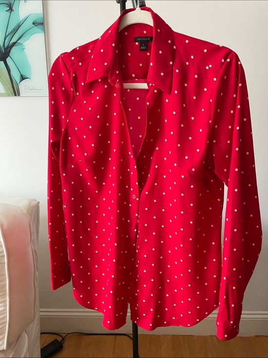 Ann Taylor Tops - Ann Taylor Red and White Polka Dot Blouse